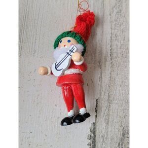 Wooden Santa Claus guitar instrument ornament Xmas decor